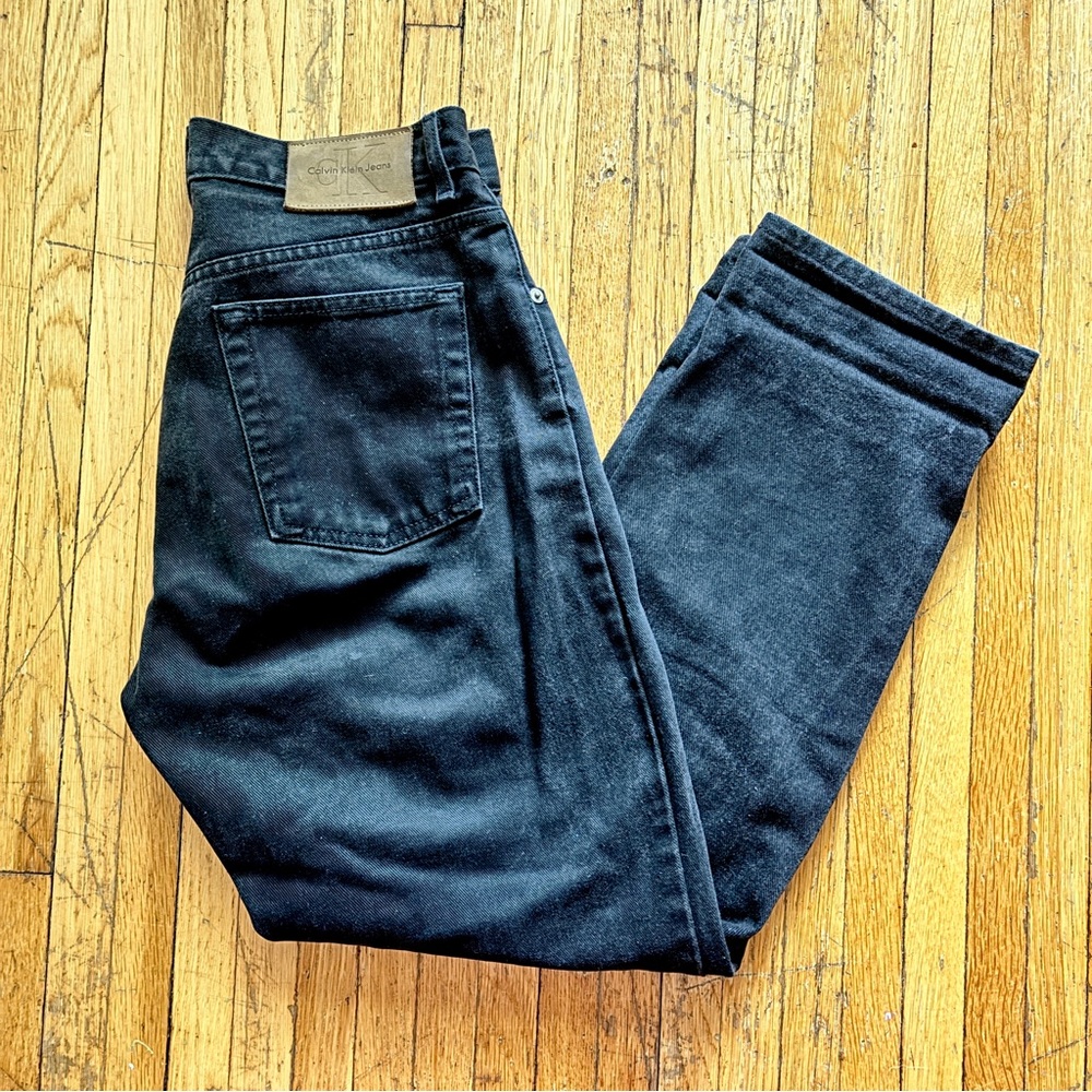 Vintage 90s Calvin Klein black button fly high waist mom jeans denim